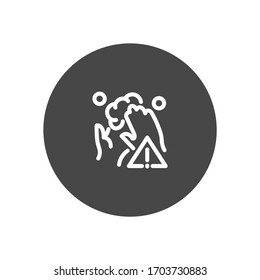 Washing hands white colored vector line icon with dark background