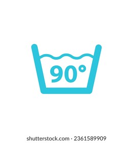 Washing icon, Washing at 90 Degrees Celsius -  blue symbol on white background