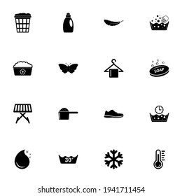Washing icon - Expand to any size - Change to any colour. Perfect Flat Vector Contains such Icons as soap, bottle, butterfly, dryer, laundry basket, powder, foam, sneaker, water temperature, hanger.