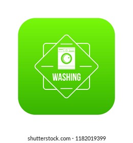 Washing icon green vector isolated on white background