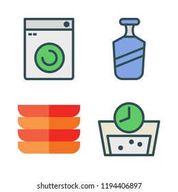washing icon set. vector set about washing machine, shampoo and dishes icons set.
