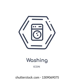 washing icon from signs outline collection. Thin line washing icon isolated on white background.