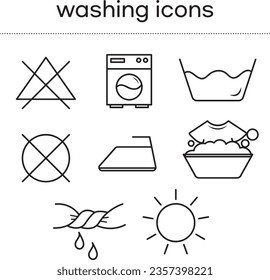 washing icons line illust vector imgs