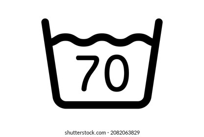 Icono de la indicación de lavado, límite de 70ºC, lavable por máquina