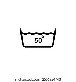 Icono de indicación de lavado, 50 ° C, Vector Ilustración de estilo de moda de instrucciones de lavadora para Web y App.. eps