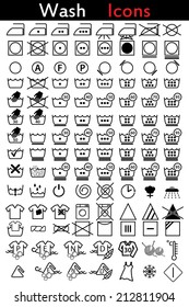 Washing instruction icon set of 110