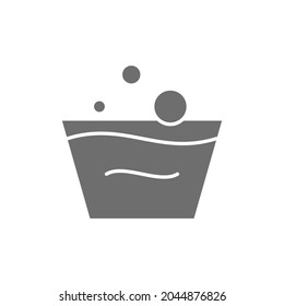 Washing instruction, rinsing grey icon. Isolated on white background