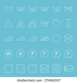 Washing and ironing clothes thin lines icon set vector graphic illustration svg