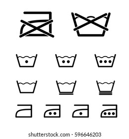 Washing, ironing, laundry icon set on white background. Vector art.