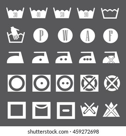 Washing laundry icons set illustration