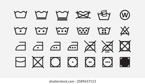 Washing and laundry symbol set 