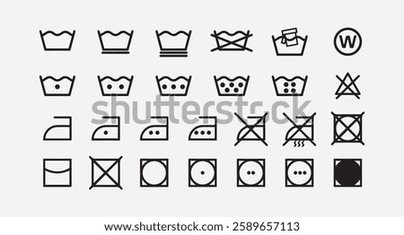 Washing and laundry symbol set 