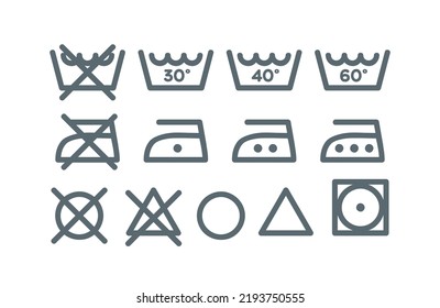 Washing laundy pictogram icon set