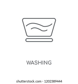 Washing linear icon. Washing concept stroke symbol design. Thin graphic elements vector illustration, outline pattern on a white background, eps 10.