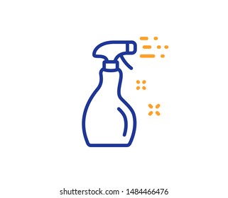 Washing liquid or Cleanser symbol. Cleaning spray line icon. Housekeeping equipment sign. Colorful outline concept. Blue and orange thin line cleaning spray icon. Vector