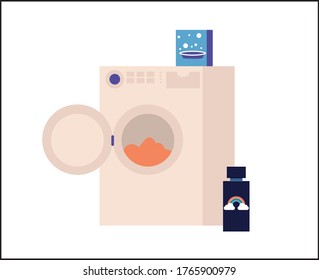 Washing machine background. Modern illustration slider site page. Web banner big wash design. The concept of a washing machine is needed to wash dirty things vector.