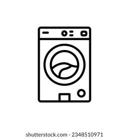 Washing machine black line icon. Household appliance. Outline pictogram for web page, mobile app, promo