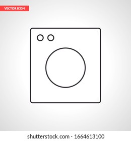 Estilo lineal de línea de icono de vectores negros de lavadora en el fondo. Icono de mejor ilustración de 10 pasos