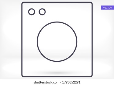 Washing machine black vector icon line linear style on the background. Best icon 10 eps illustration
