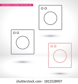 Estilo lineal de línea de icono del vector negro de lavadora en el fondo. Icono de mejor ilustración de 10 pasos