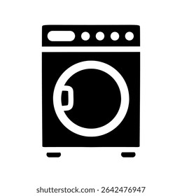 Waschmaschine schwarz-weiß Symbol