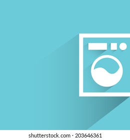 washing machine, blue background, flat and shadow theme