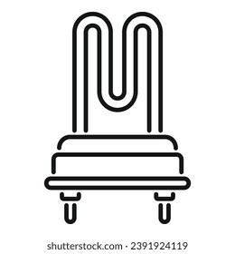 Vector de contorno del icono de fijación de la caldera de la máquina de lavado. Servicio de reparación. Tubo eléctrico
