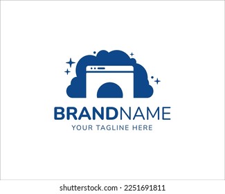 Washing machine with bubbles. Laundry logo