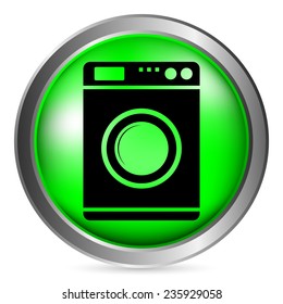 Washing machine button on white background. Vector illustration.