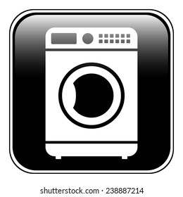 Washing machine button on white background.