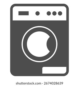 Washing machine with buttons and closed lid solid icon, washing concept. Vector graphics. Machine for automatic washing sign on white background, glyph style icon for mobile or web design