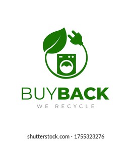 Washing machine buyback icon. Recycling electrical items logo. E-Waste icon.