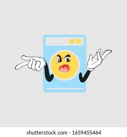 diseño de caricaturas de lavadora con expresión