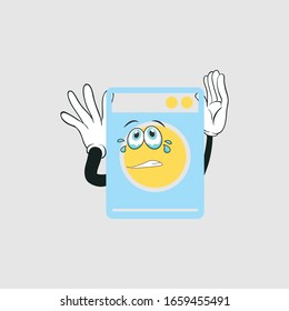 washing machine cartoon character design with expression