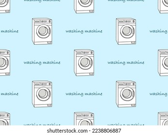 Washing machine cartoon character seamless pattern on blue background