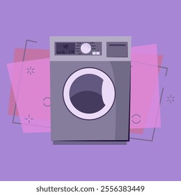 Washing machine cartoon illustration. Rotary washer. Home appliance concept. Vector illustration can be used for topics like housekeeping, laundry, equipment