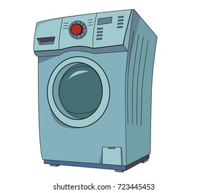 Washing machine cartoon image. Artistic freehand drawing.