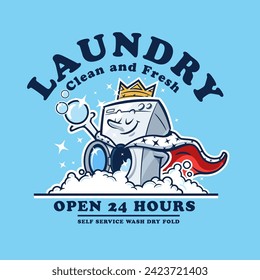 washing machine cartoon king with crown 