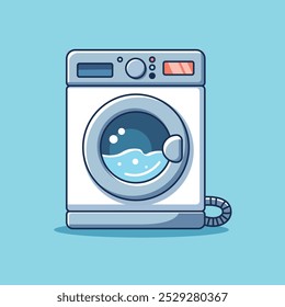 Washing Machine Cartoon Vector Icon Illustration. Object Technology Icon Concept Isolated Premium Vector. Flat Cartoon Style