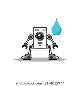 washing machine character mascot vector illustration, suitable for icons, mascots, advertisements, brochures, posters, logos, laundry, etc