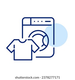 Washing machine and clean t shirt. Laundry icon. Pixel perfect