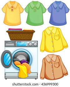 Washing machine and cleaned clothes illustration