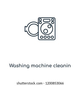 Washing machine cleanin concept line icon. Linear Washing machine cleanin concept outline symbol design. This simple element illustration can be used for web and mobile UI/UX.
