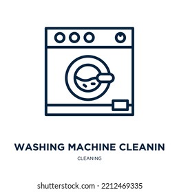 washing machine cleanin icon from cleaning collection. Thin linear washing machine cleanin, cleanly, clean up outline icon isolated on white background. Line vector washing machine cleanin sign, 