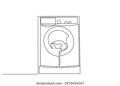 washing machine cleaning clothes object one line art design vector