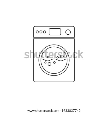 Washing machine for washing cloth line icon. Vector