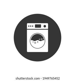 Lavadora para lavar ropa. Icono blanco del vector