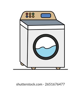 washing machine color line icon with white background vector stock illustration