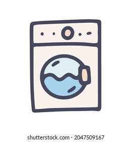 icono de la máquina de lavado color vectorial doodle simple