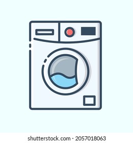 Washing machine colored icon. Household and kitchen electronic appliances icons. Vector stylish outline illustrations on light background.